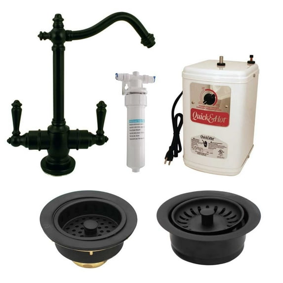 Westbrass 9" 2-Handle Hot & Cold Water Faucet with Filter and Disposal Trim, Matte Black