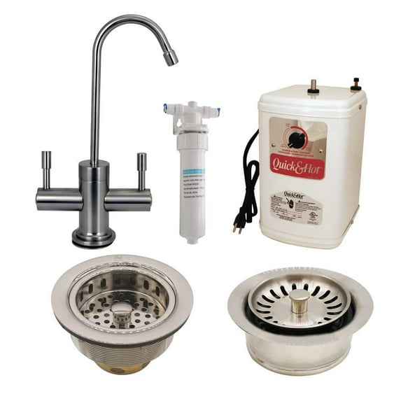 Westbrass 10" 2-Lever Hot & Cold Water Faucet with Filter and Disposal Trim, Satin Nickel