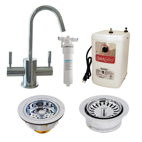 Westbrass 10" 2-Lever Hot & Cold Water Faucet with Filter and Disposal Trim, Polished Chrome