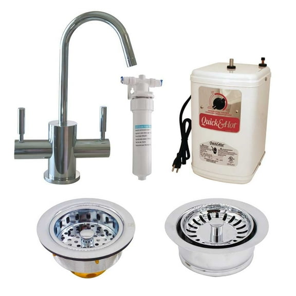 Westbrass 10" 2-Lever Hot & Cold Water Faucet with Filter and Disposal Trim, Polished Chrome