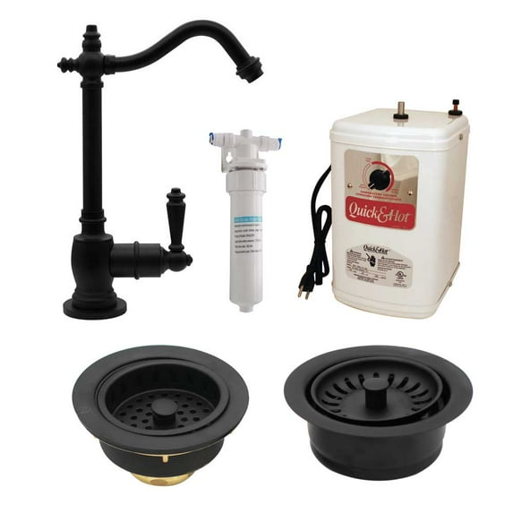 Westbrass 9" 1-Handle Hot Water Faucet with Filter and Disposal Trim, Matte Black