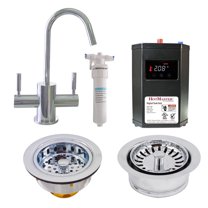 Westbrass 10" 2-Lever Hot & Cold Water Dispenser Faucet with Heat Tank, Filter and Disposal Trim, Polished Chrome