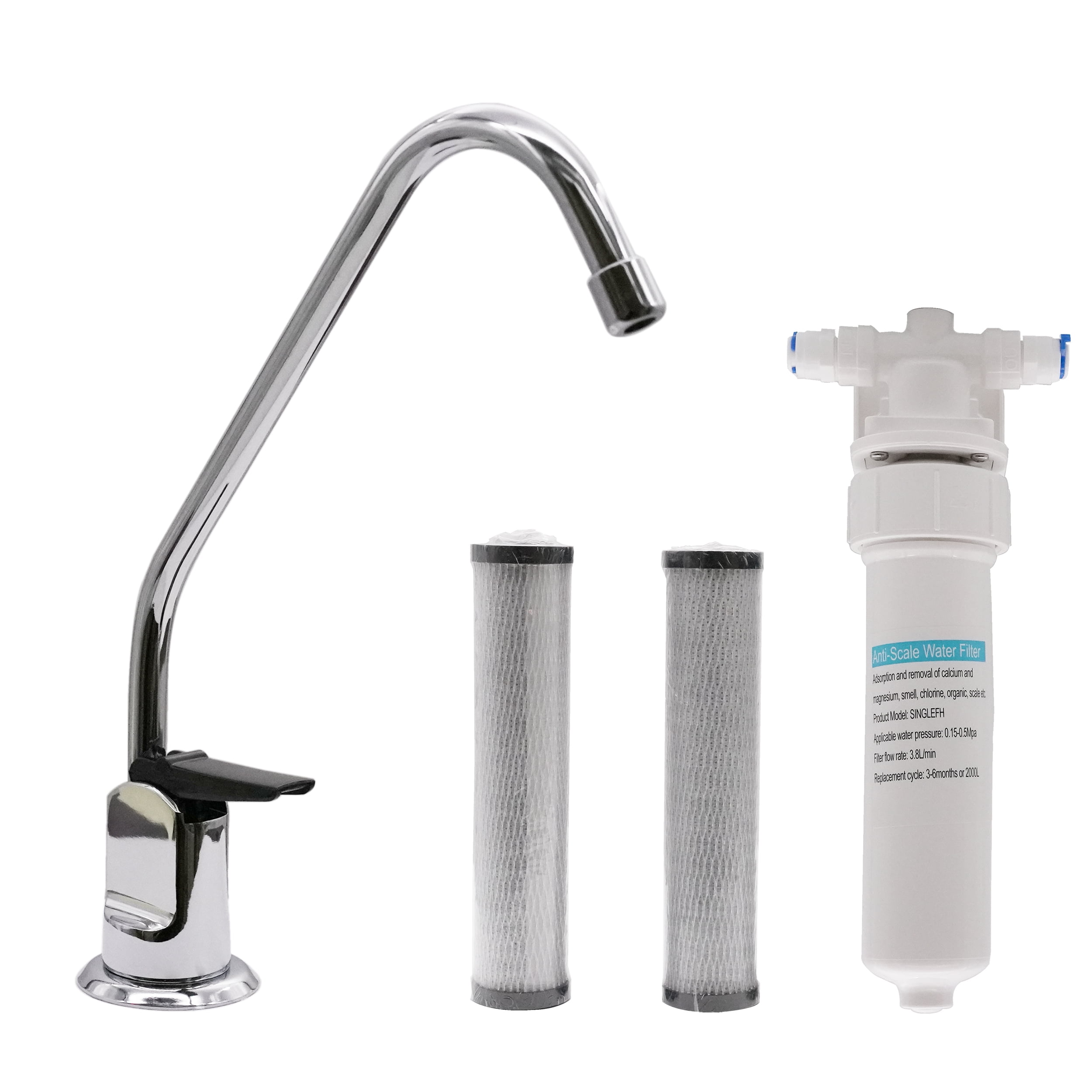 Polished Chrome Single Handle Beverage Faucet with Filter Kit