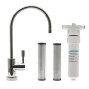 Westbrass CO131-26 11" Contemporary 1-Lever Handle Cold Water Dispenser Faucet Kit with Under Sink In-line Filter Unit and 2-Pack Replacement Cartridges, Polished Chrome