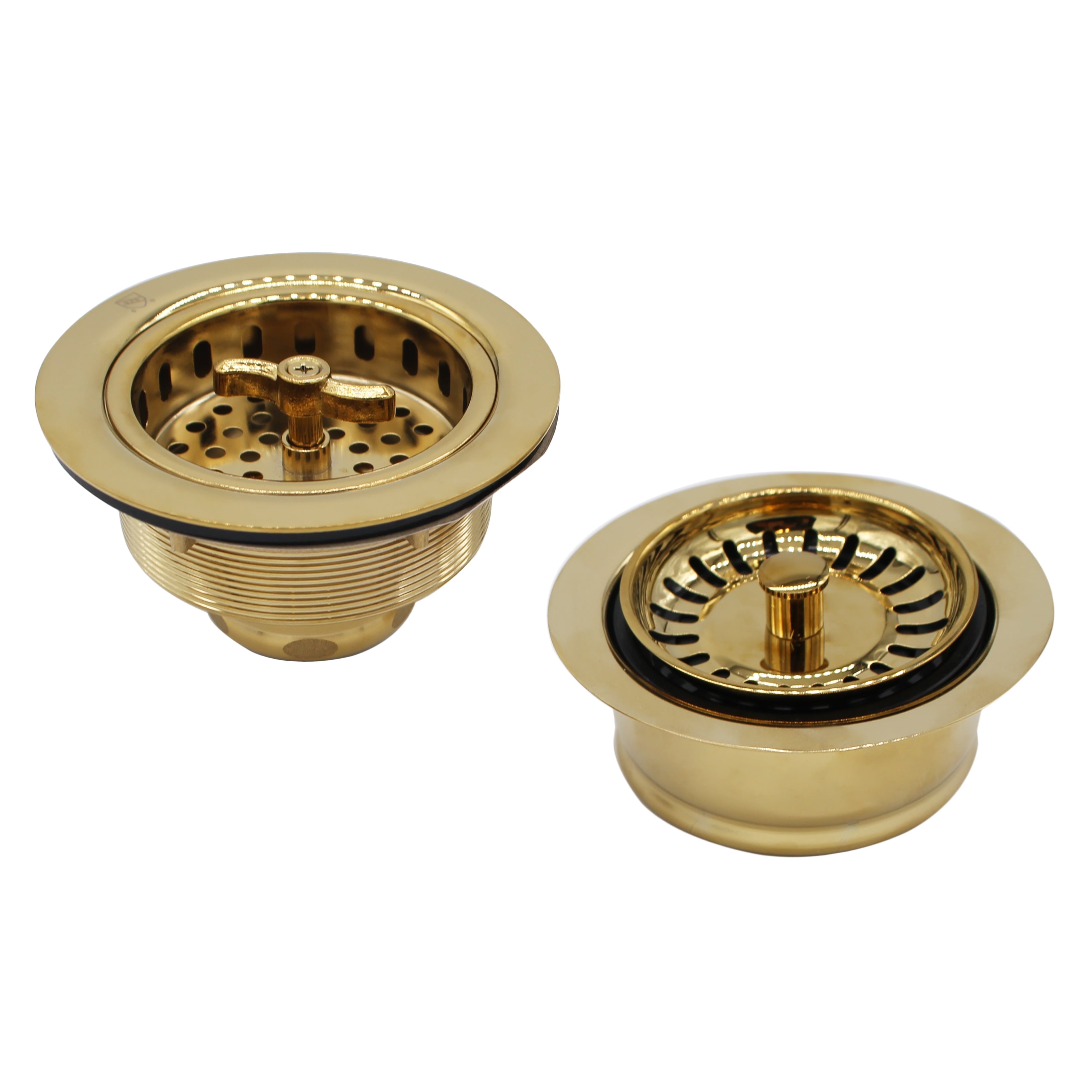 Westbrass COMBO PACK 3-1/2" Kitchen Sink and Waste Disposal Flange Strainers, Polished Brass