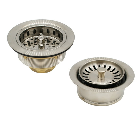 Westbrass COMBO PACK 3-1/2" Kitchen Sink and Waste Disposal Flange Strainers, Satin Nickel
