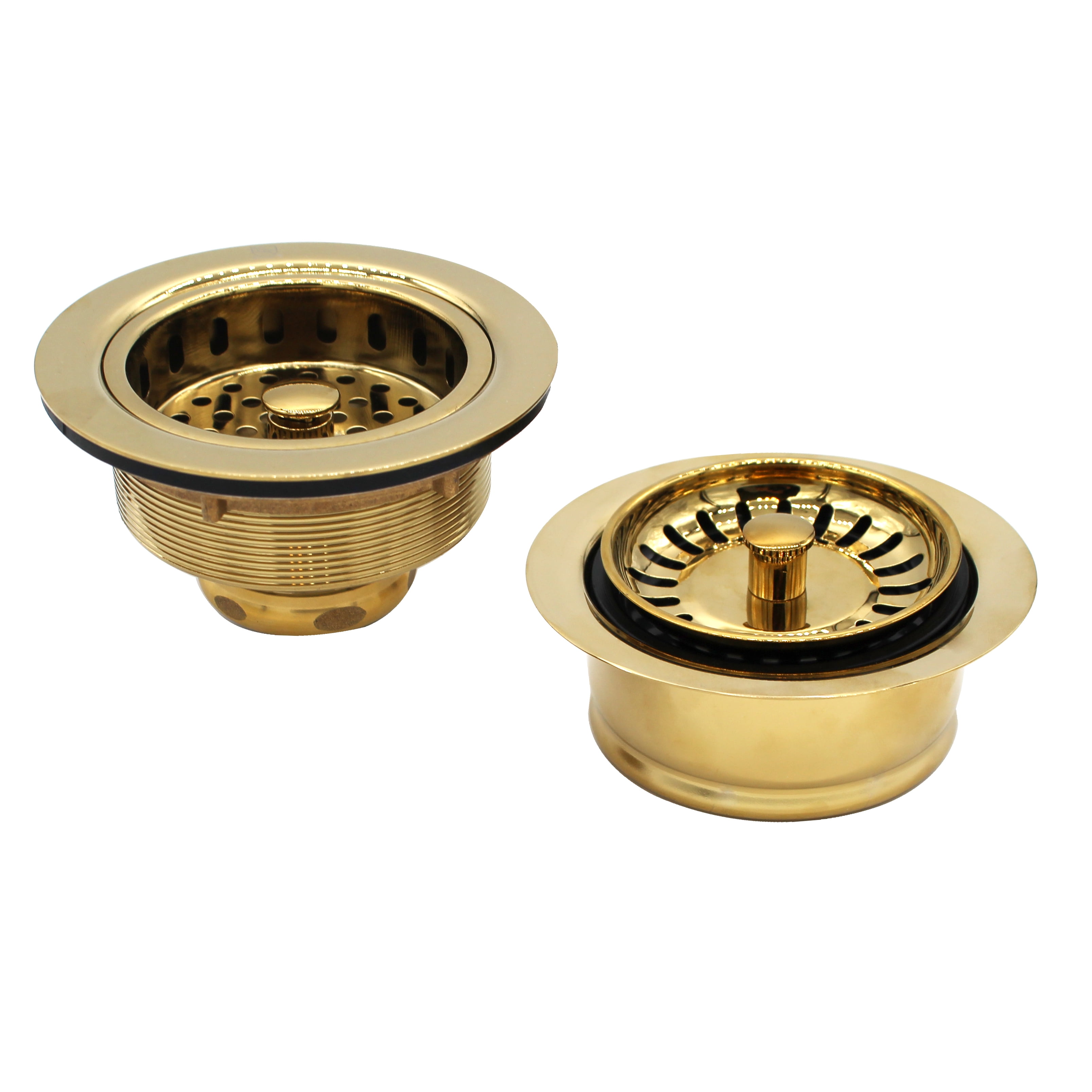 Westbrass COMBO PACK 3-1/2" Post Style Kitchen Sink and Waste Disposal Flange Strainers, Polished Brass