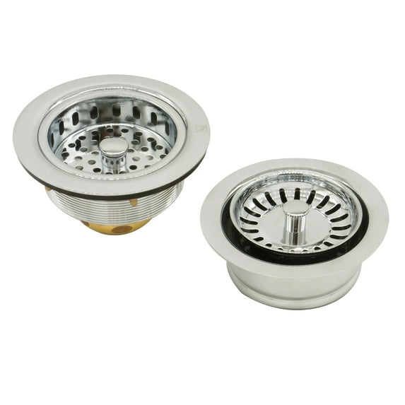 Westbrass COMBO PACK 3-1/2" Post Style Kitchen Sink and Waste Disposal Flange Strainers, Polished Nickel