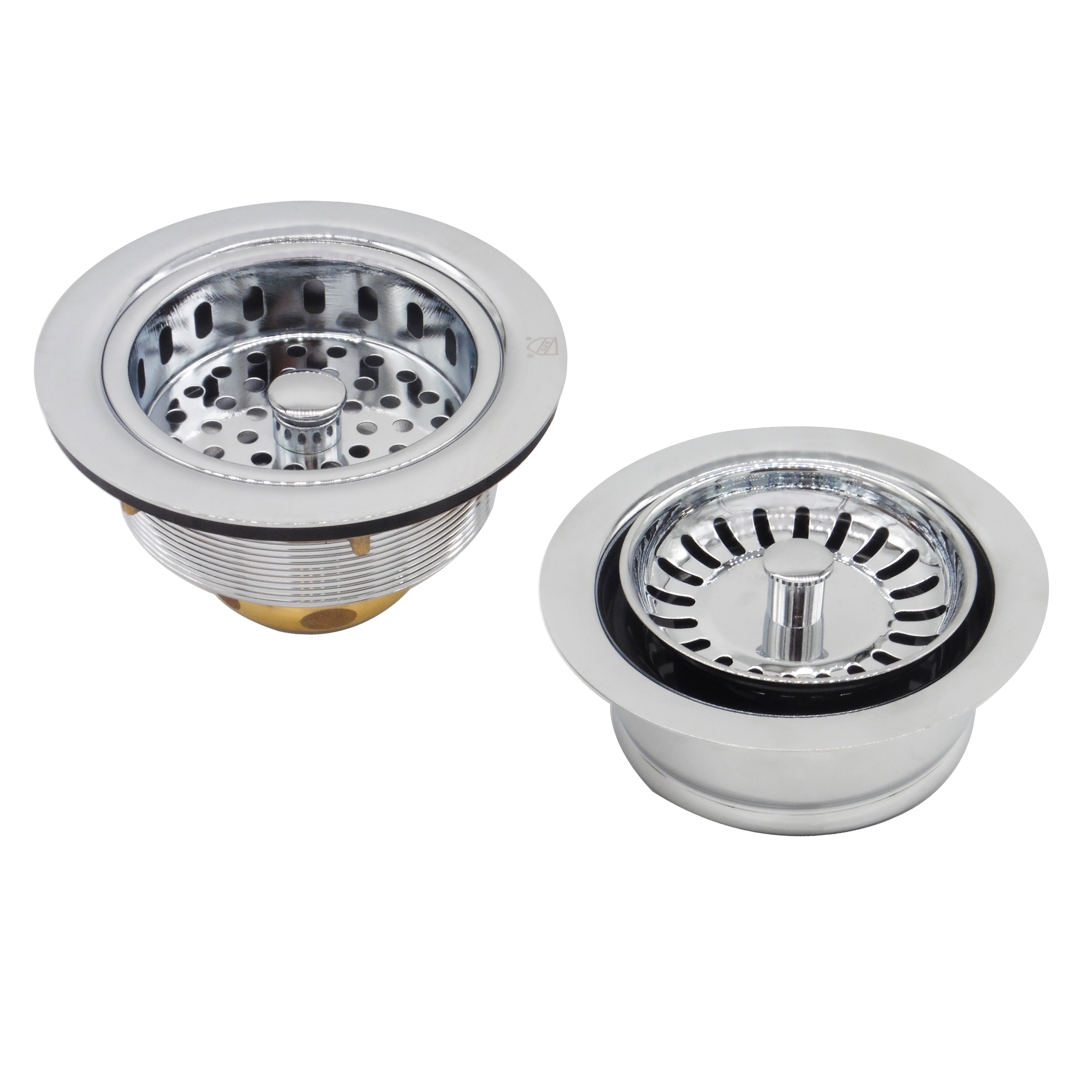 Westbrass COMBO PACK 3-1/2" Post Style Kitchen Sink and Waste Disposal Flange Strainers, Polished Chrome