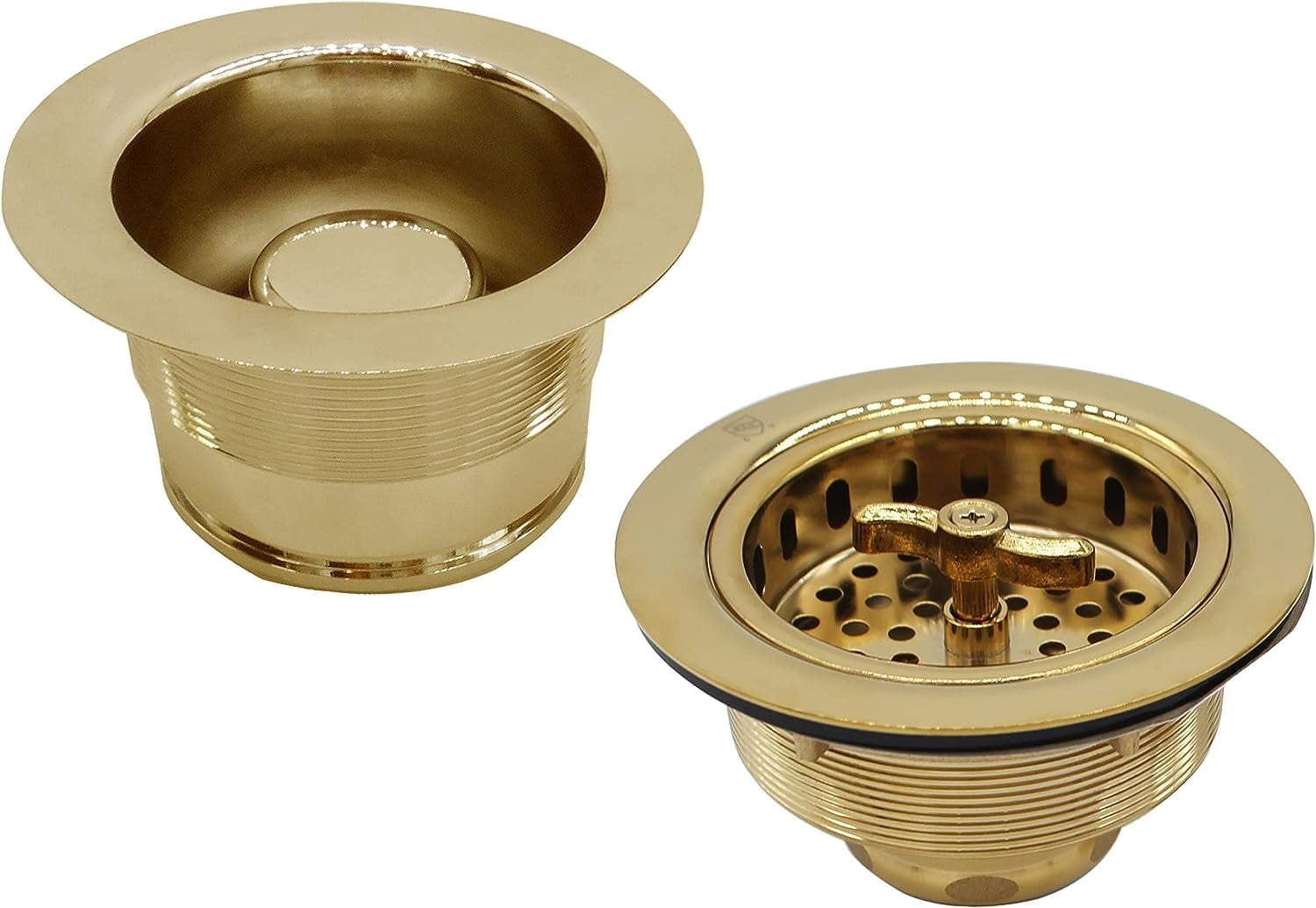 Westbrass COMBO PACK 3-1/2" Wing Nut Style Sink Strainer and Waste Disposal Trim, Polished Brass