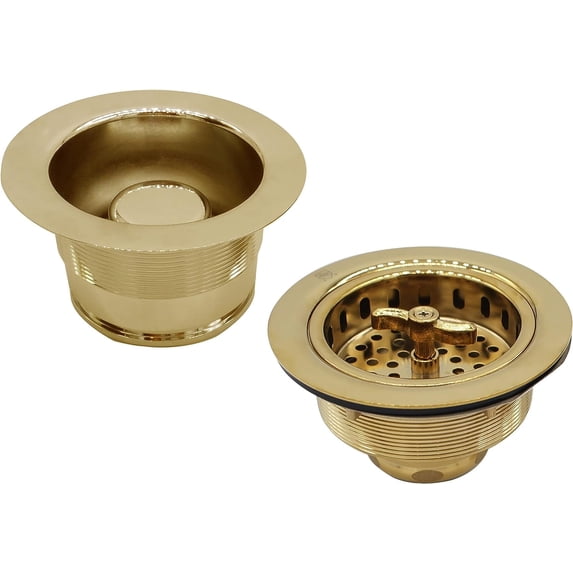Westbrass COMBO PACK 3-1/2" Wing Nut Style Sink Strainer and Waste Disposal Trim, Polished Brass