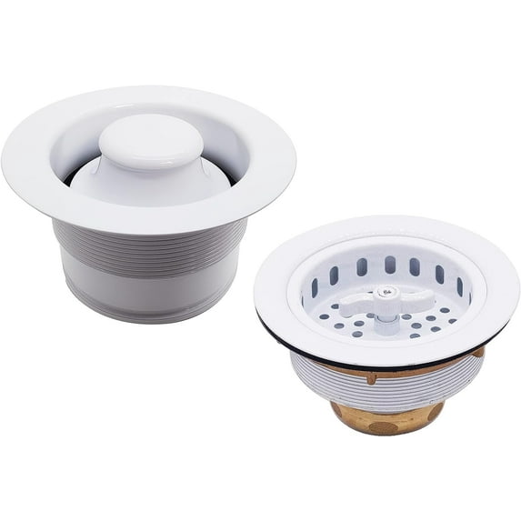 Westbrass COMBO PACK 3-1/2" Wing Nut Style Sink Strainer and Waste Disposal Trim, Powder Coat White