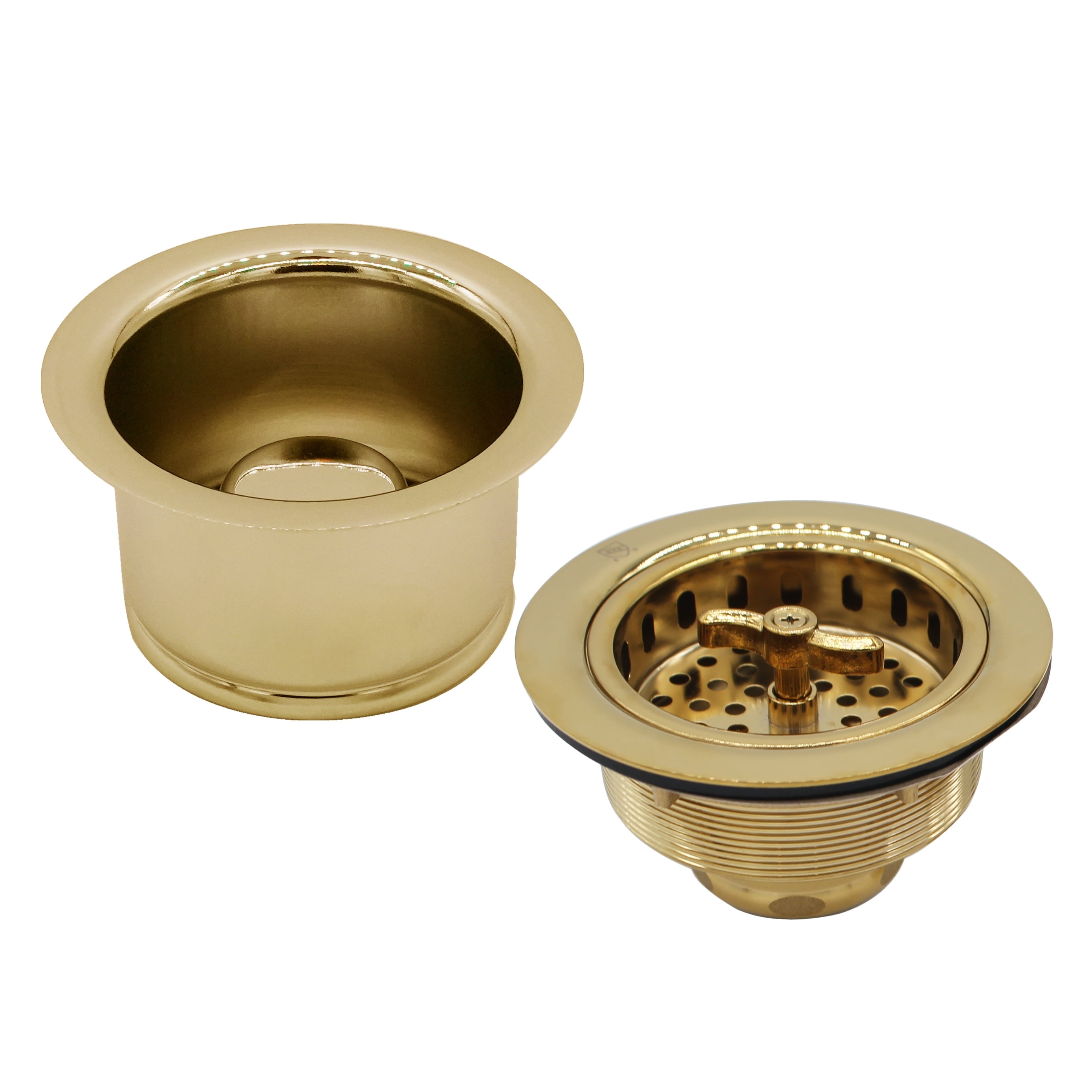 Westbrass COMBO PACK 3-1/2" Wing Nut Style Sink Strainer and Extra-Deep Waste Disposal Trim, Polished Brass