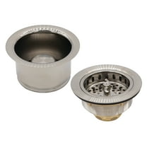 Westbrass CO2195-20 COMBO PACK 3-1/2" Wing Nut Style Kitchen Sink Strainer and Extra-Deep Waste Disposal Flange with Stopper, Stainless Steel