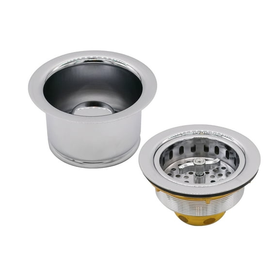 Westbrass COMBO PACK 3-1/2" Wing Nut Style Sink Strainer and Extra-Deep Waste Disposal Trim, Polished Chrome