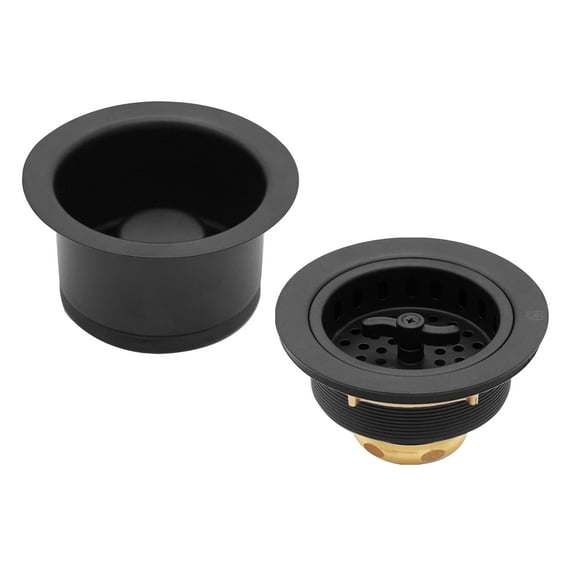 Westbrass COMBO PACK 3-1/2" Wing Nut Style Sink Strainer and Extra-Deep Waste Disposal Trim, Matte Black