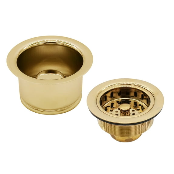 Westbrass COMBO PACK 3-1/2" Post Style Sink Strainer and Extra-Deep Waste Disposal Trim, Polished Brass