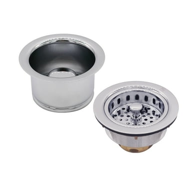 Westbrass CO2195S-26 COMBO PACK 3-1/2" Wing Nut Style Kitchen Sink Strainer and Extra-Deep Waste Disposal Flange with Strainer Stopper, Polished Chrome