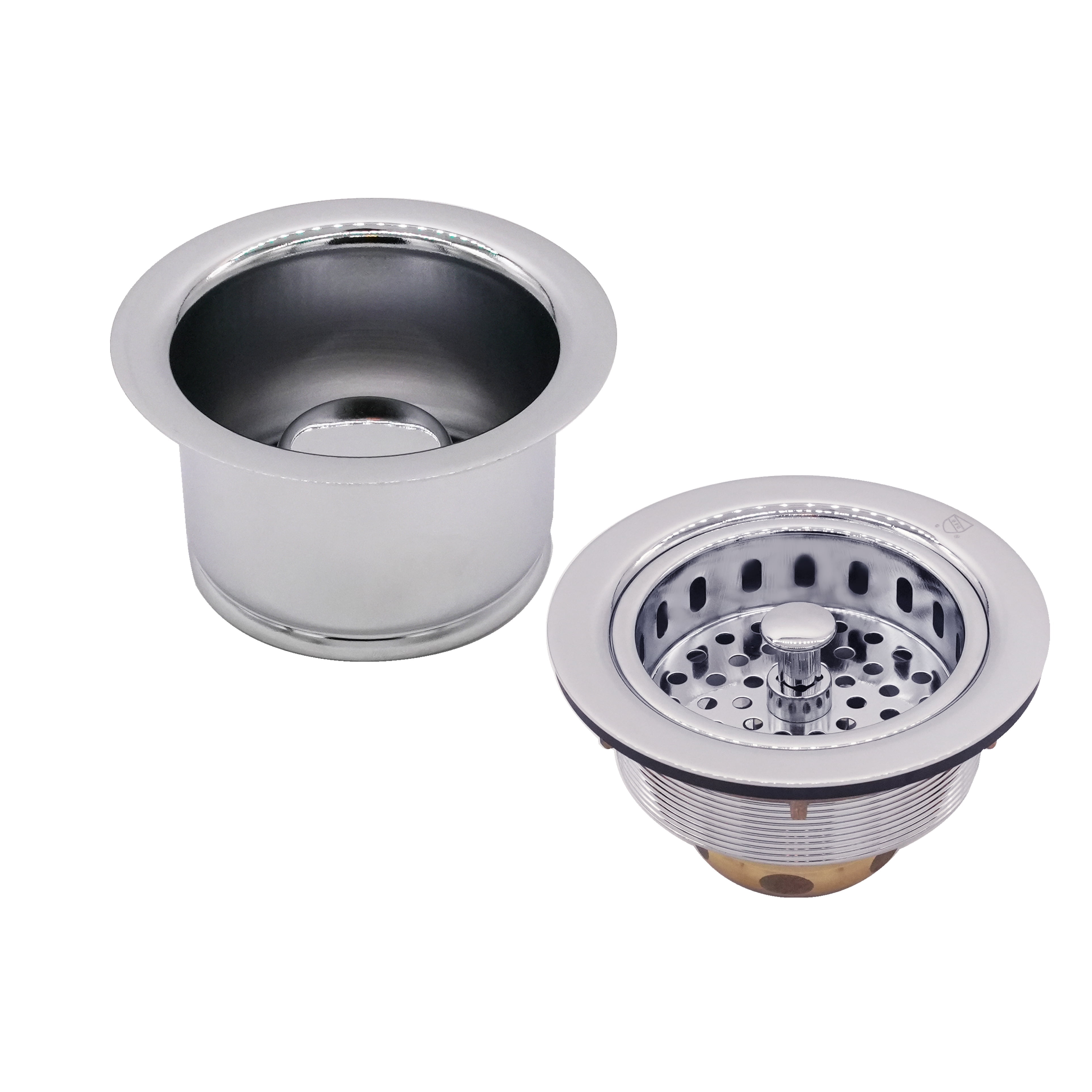 Westbrass COMBO PACK 3-1/2" Post Style Sink Strainer and Extra-Deep Waste Disposal Trim, Polished Chrome