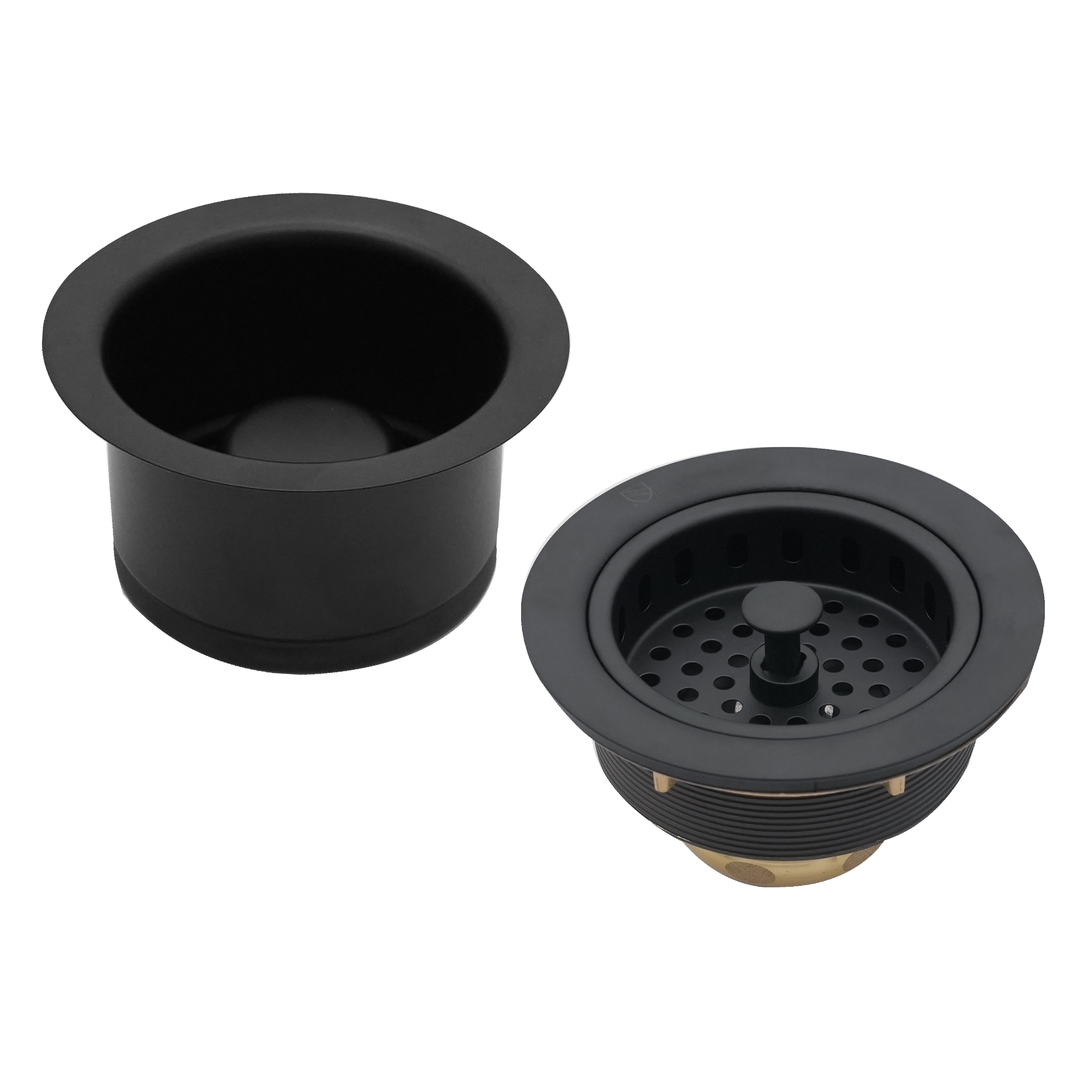 Westbrass COMBO PACK 3-1/2" Post Style Sink Strainer and Extra-Deep Waste Disposal Trim, Matte Black