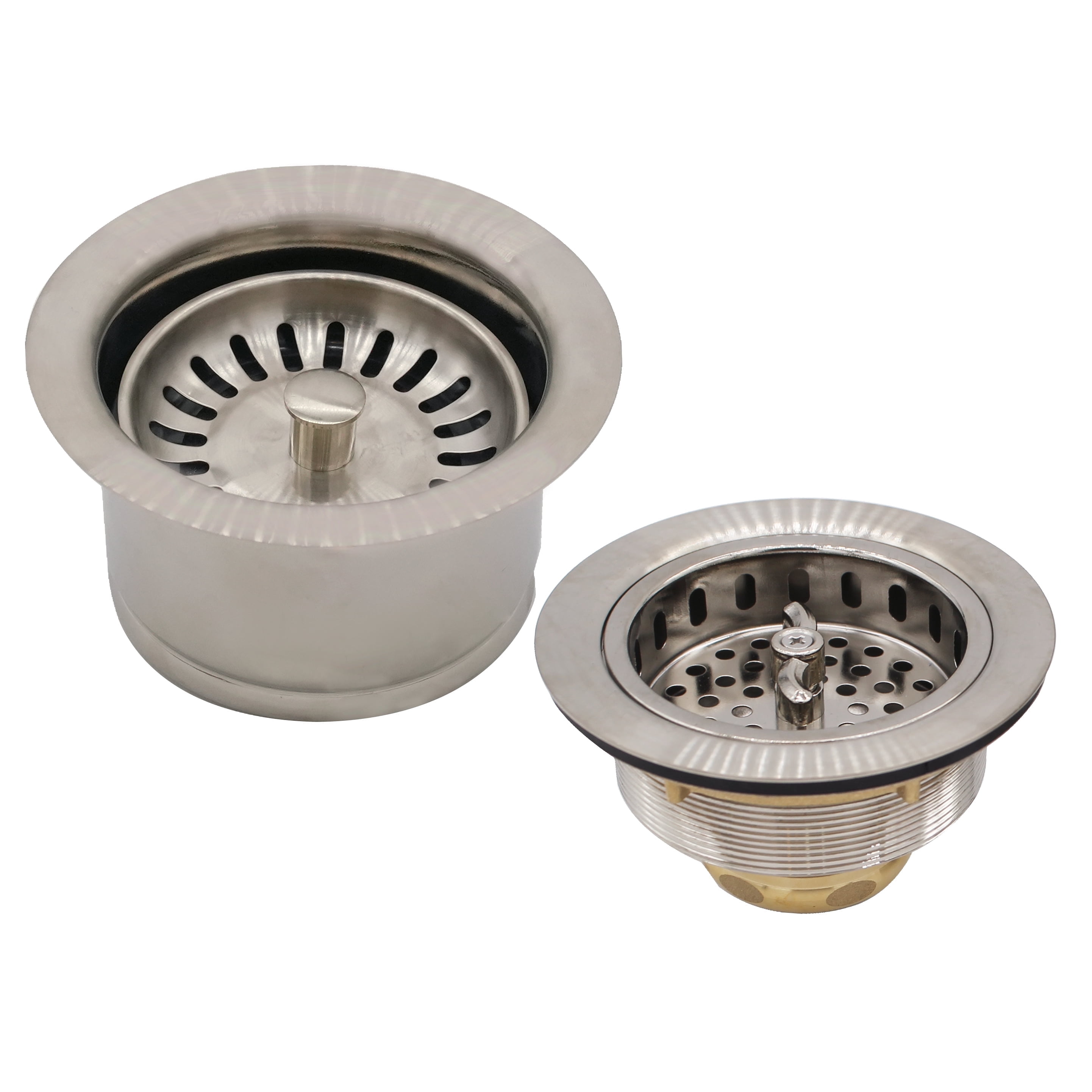 Westbrass COMBO PACK 3-1/2" Wing Nut Style Sink Strainer and Extra-Deep Waste Disposal Trim, Stainless Steel