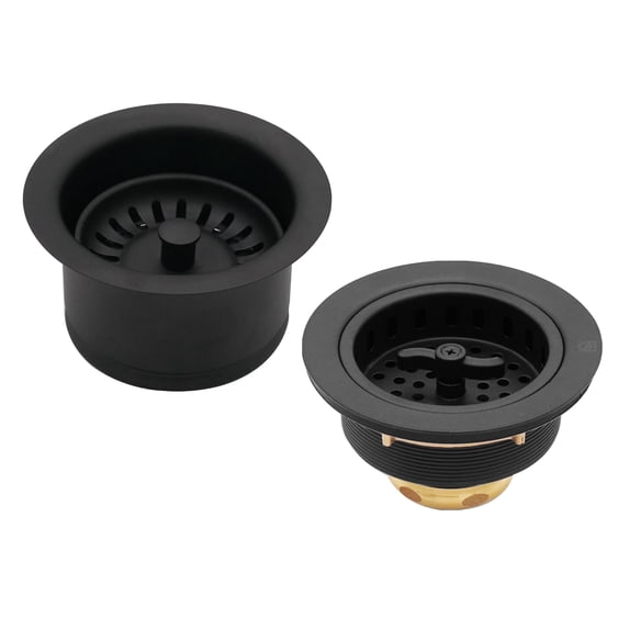Westbrass COMBO PACK 3-1/2" Wing Nut Style Sink Strainer and Extra-Deep Waste Disposal Trim, Matte Black