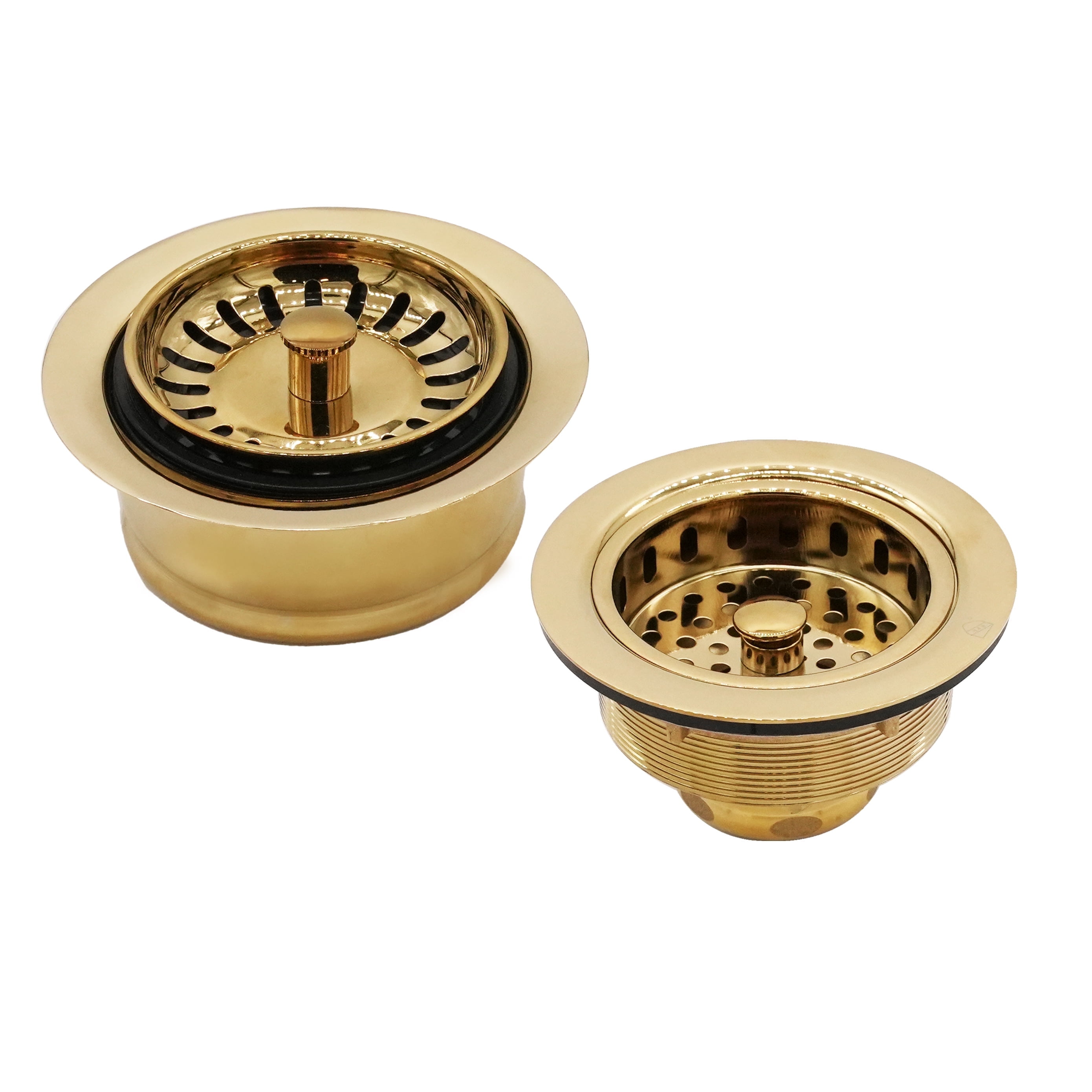 Westbrass COMBO PACK 3-1/2" Post Style Sink Strainer and Extra-Deep Waste Disposal Trim, Polished Brass