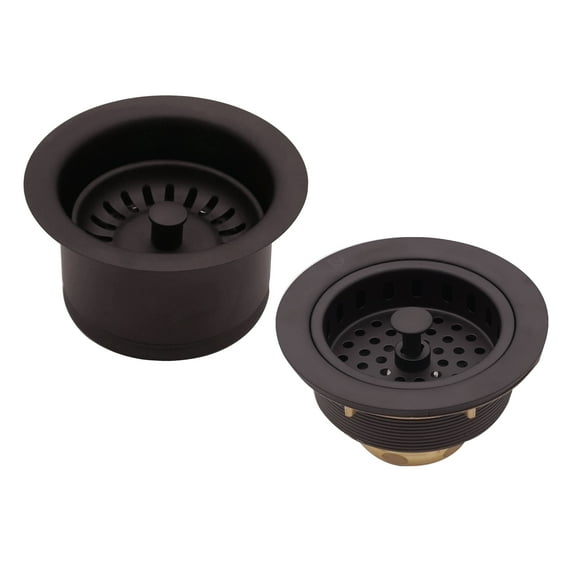 Westbrass COMBO PACK 3-1/2" Post Style Sink Strainer and Extra-Deep Waste Disposal Trim, Oil Rubbed Bronze