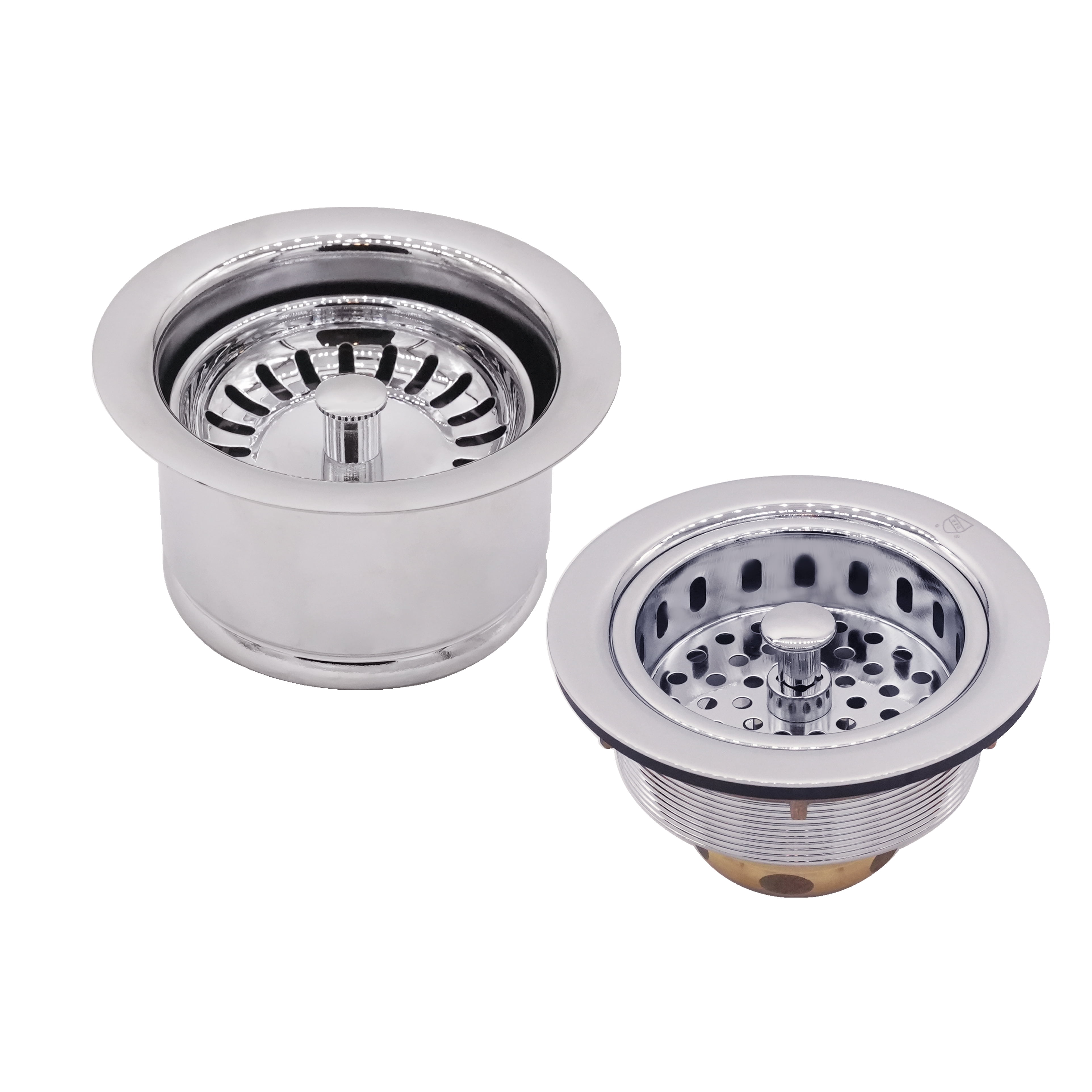 Westbrass COMBO PACK 3-1/2" Post Style Sink Strainer and Extra-Deep Waste Disposal Trim, Polished Chrome