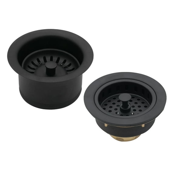 Westbrass COMBO PACK 3-1/2" Post Style Sink Strainer and Extra-Deep Waste Disposal Trim, Matte Black