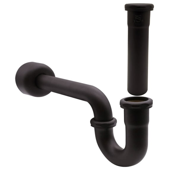 Westbrass CO400-8-12 1-1/2" Brass Bathroom Sink P-Trap with 8" Slip Joint Extension Tube, Oil Rubbed Bronze