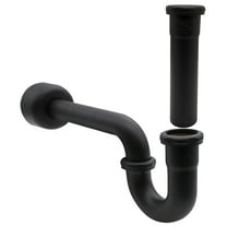 Westbrass CO400-8-62 1-1/2" Brass Bathroom Sink P-Trap with 8" Slip Joint Extension Tube, Matte Black