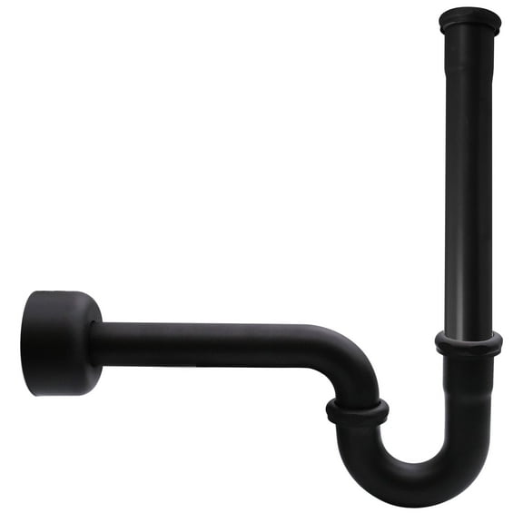 Westbrass CO401-12-62 1-1/4" Brass Bathroom Sink P-Trap with 12" Slip Joint Extension Tube, Matte Black