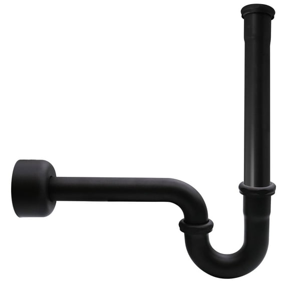 Westbrass CO401-12-62 1-1/4" Brass Bathroom Sink P-Trap with 12" Slip Joint Extension Tube, Matte Black