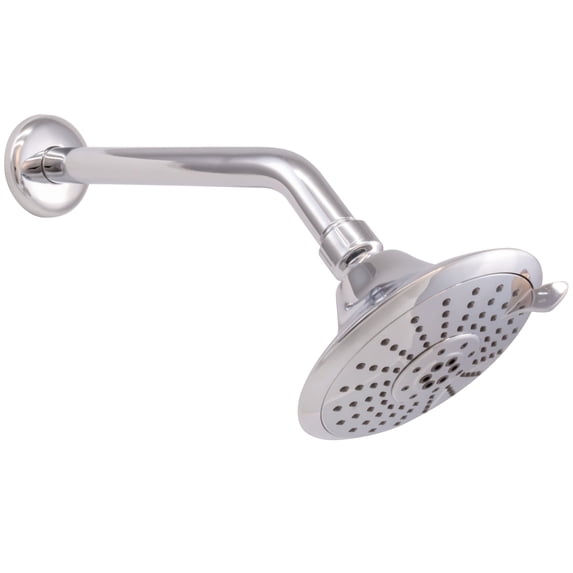 Westbrass CO562-26 5" Round Thin 5-Function Adjustable Spray Shower Head with 10" Wall Mount Arm, Polished Chrome