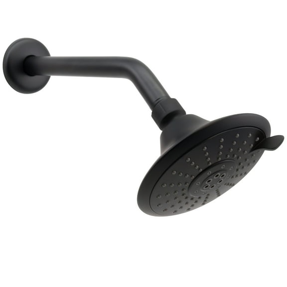Westbrass CO562-62 5" Round Thin 5-Function Adjustable Spray Shower Head with 10" Wall Mount Arm, Matte Black