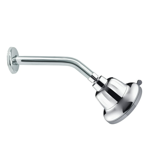 Westbrass CO571F-26 5" Round 5-Function Filtered Adjustable Spray Shower Head with 8" Shower Arm, Polished Chrome