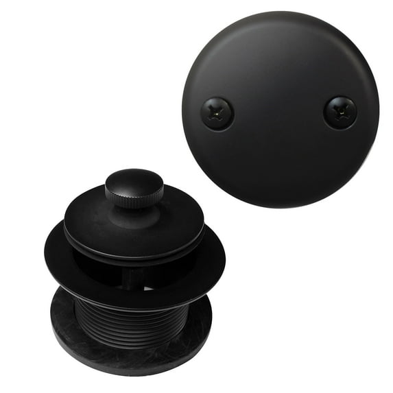 Westbrass Coarse Thread Twist & Close Bathtub Drain Trim with Two-Hole Overflow, Matte Black