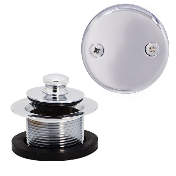 Westbrass Coarse Thread Twist & Close Bathtub Drain Trim with Two-Hole Overflow, Polished Chrome