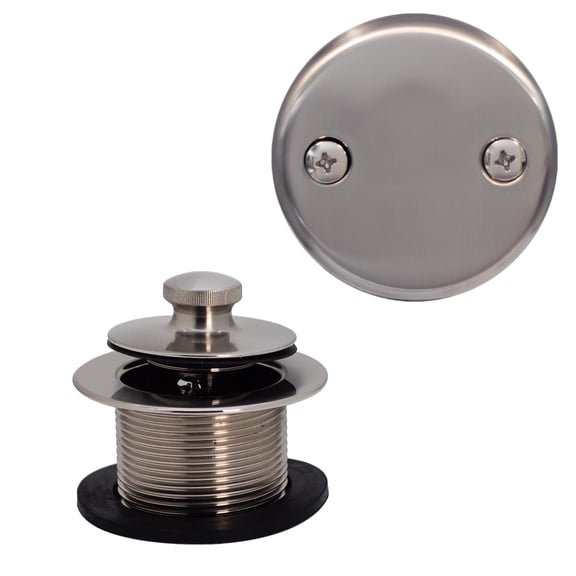 Westbrass Coarse Thread Twist & Close Bathtub Drain Trim with Two-Hole Overflow, Satin Nickel