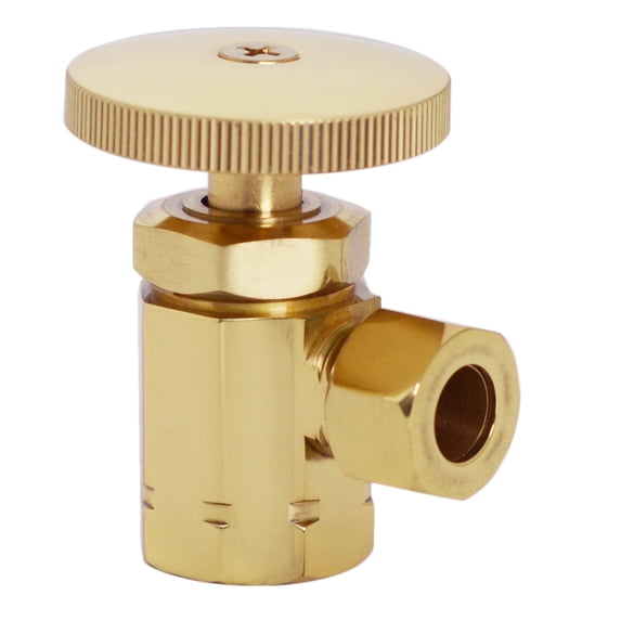 Westbrass D103-03 Round Handle Angle Stop Shut Off Valve, Polished Brass