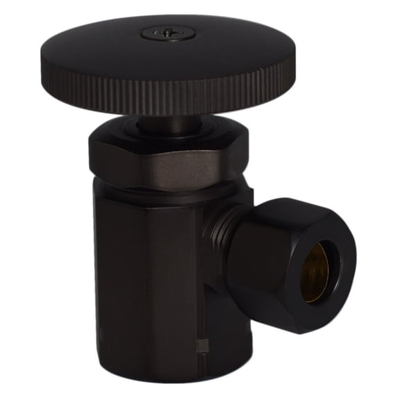 Westbrass D103-62 Round Handle Angle Stop Shut Off Valve, Matte Black