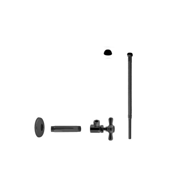 Westbrass Cross Handle Angle Valve with 12" Corrugated Supply Line for Faucet and Toilet, Oil Rubbed Bronze
