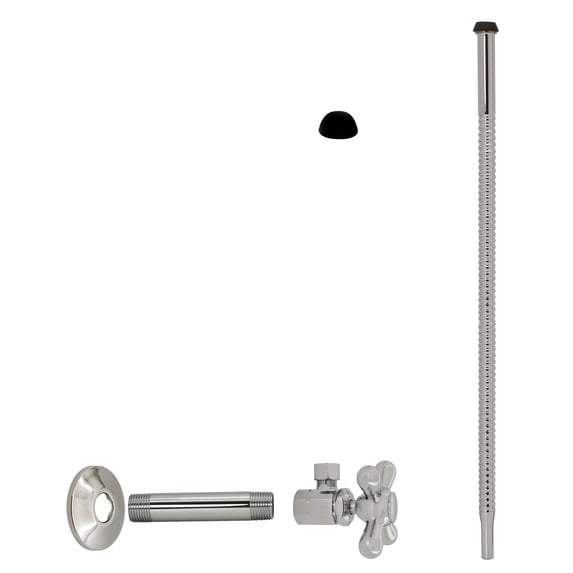Westbrass 1/2" IPS" x 3/8" OD x 15" Corrugated Supply Line Kit with Cross Handle Angle Valve, Satin Nickel