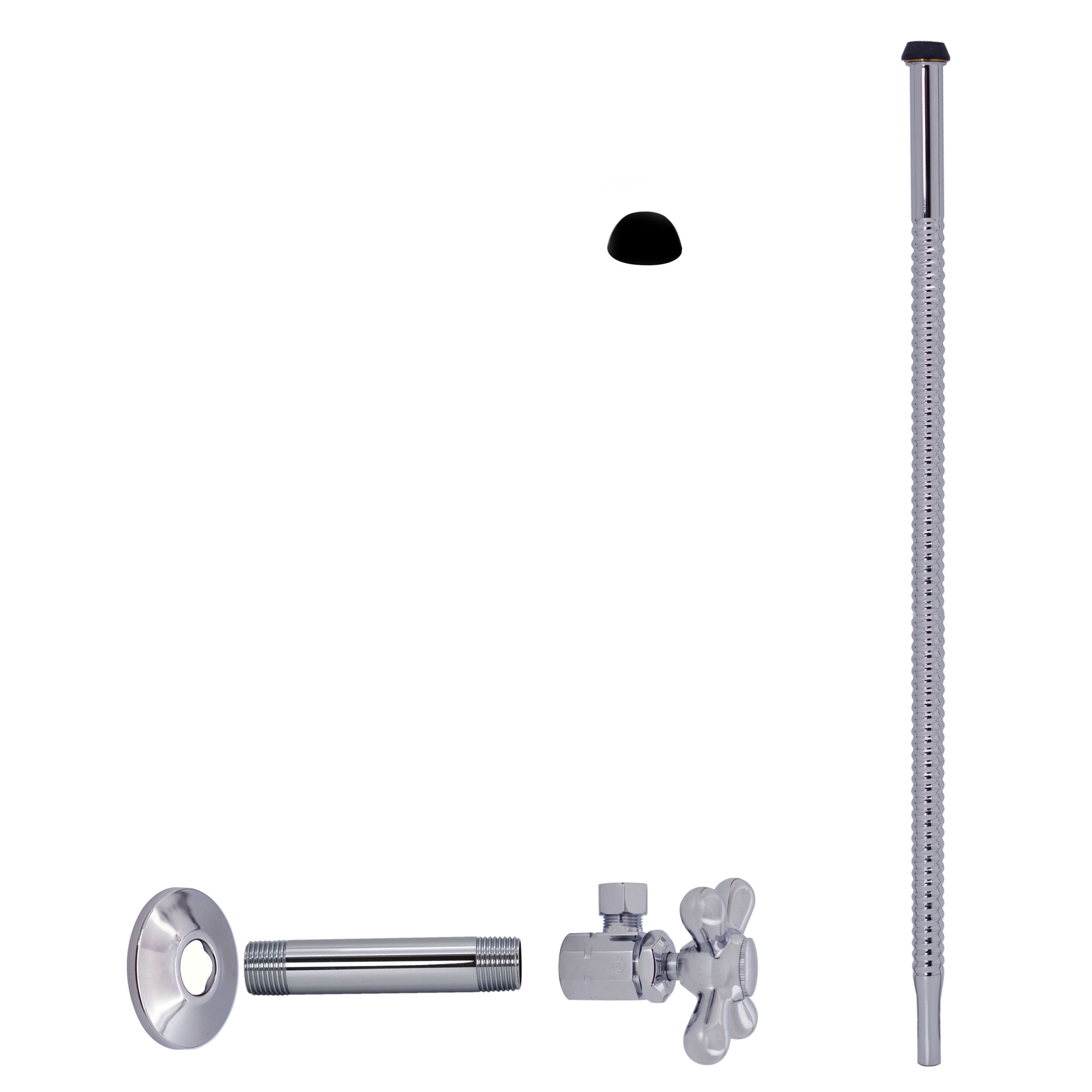 Westbrass D105K12-62 Angle Stop Supply Kit – 5/8 X 3/8 OD X 12" Corrugated Riser, 1/4-Turn Round Handle, Matte Black – For Sinks & Toilets