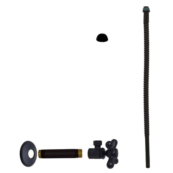Westbrass 1/2" IPS" x 3/8" OD x 15" Corrugated Supply Line Kit with Cross Handle Angle Valve, Matte Black