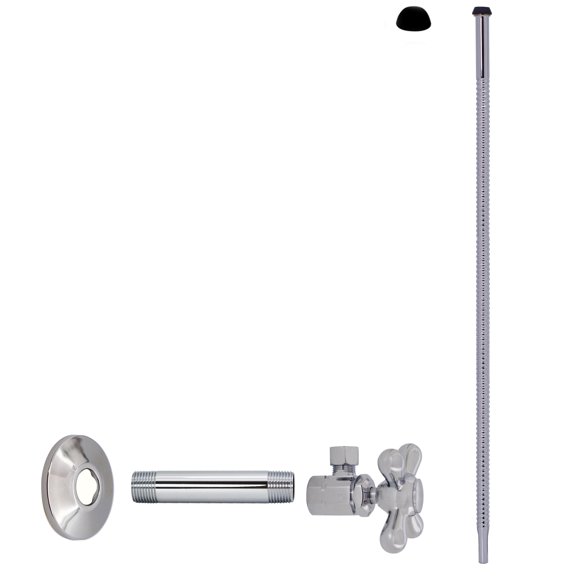 Westbrass Cross Handle Angle Valve with 20" Corrugated Supply Line for Faucet and Toilet, Polished Chrome