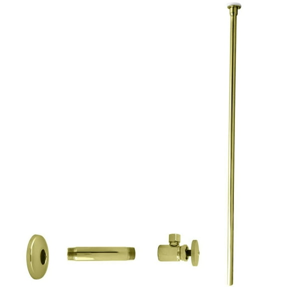 Westbrass 20" Flat Head Toilet Supply Line Kit with Round Handle Angle Valve, Polished Brass