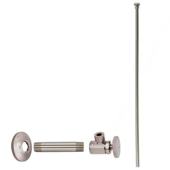Westbrass 20" Flat Head Toilet Supply Line Kit with Round Handle Angle Valve, Satin Nickel