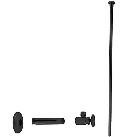 Westbrass 20" Flat Head Toilet Supply Line Kit with Round Handle Angle Valve, Matte Black